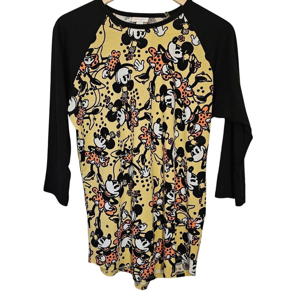 LuLaRoe Disney Yellow Orange Minnie Mouse Randy Baseball T-shirt‎ Size Medium